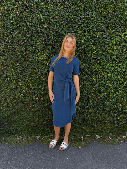Yarnsmith May Knot Dress Washed Cotton - Denim