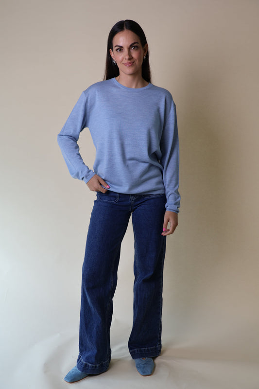 Bloodstone L/S Knit Yarnsmith Pale Blue